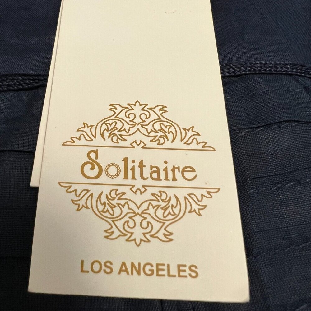 Solitaire LA Dress Womans Small Sleeveless Pleated Navy Blue Fit Flare Lined - Picture 2 of 16
